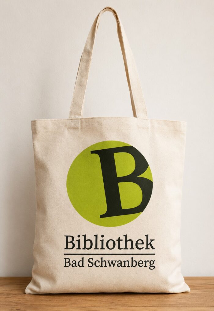 Jutesackerl im Corporate Design der Bibliothek Bad Schwanberg